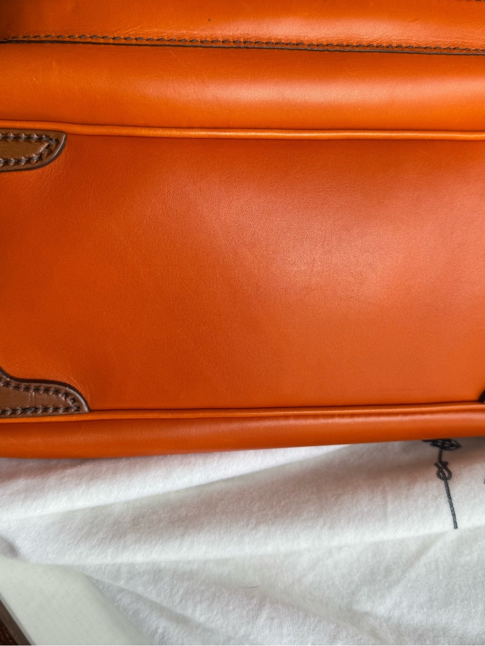 Prada Orange Leather Shoulder Bag with Brown Trim - Picture 14 of 16